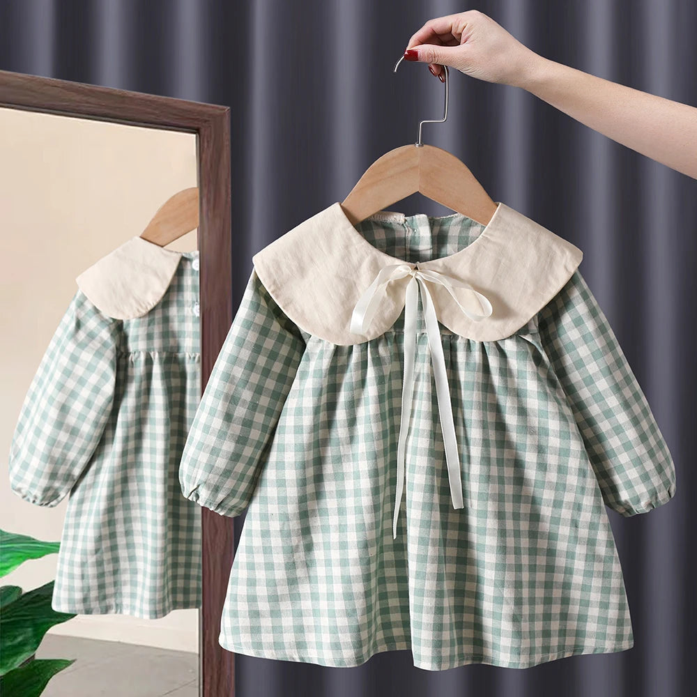 Spring baby girl clothes lace long sleeve dress costume for toddler girl baby birthday kids clothing straight long dresses dress