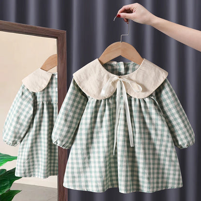 Spring baby girl clothes lace long sleeve dress costume for toddler girl baby birthday kids clothing straight long dresses dress