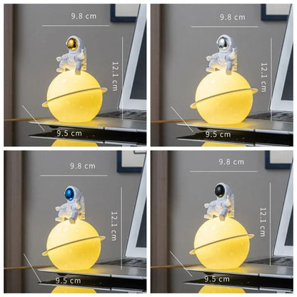 Home Decoration Portable Astronaut Moon Night Light Creative Cute Desktop Luminous Planet Lamp Cartoon Bedside Light Christmas
