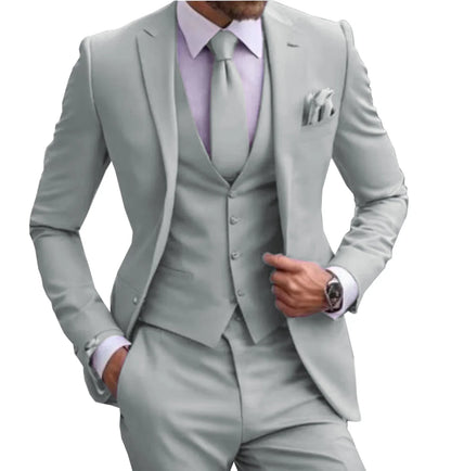 Suits for Men Lilac Stylish 3 Piece Classic Tuxedos Blazer Vest Pants Formal Elegant Male Wedding Groomsman Bespoke