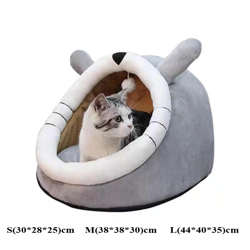 Pet Tent Cat Nest Cute Comfortable Warm Cat House Cave Mat Pet Bed Foldable Detachable Washable Dog House Cat Tent Pet Supplies