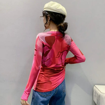 Woman T-shirt 2025 Mesh Skinny Tshirt Top for Women ClothingWith Print Original Fitted Simple Cheap Stylish Cool Beautiful Tee