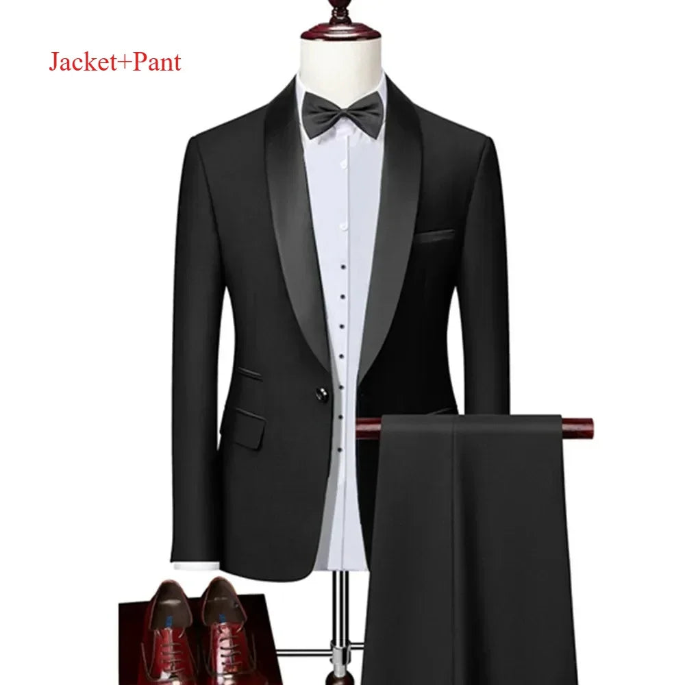 New Men's 2/3 Pieces Suit Formal Business Notch Lapel Slim Fit Tuxedos Best Man Blazer For Wedding Dress