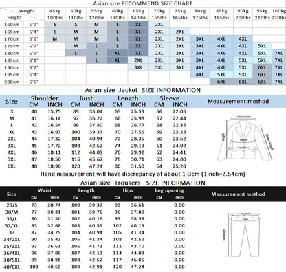 Suit (Blazer+ Pants) Fashion Men Solid color Business Wedding Work Casual Slim Professional Dress Groom Best Man Gentleman Suit