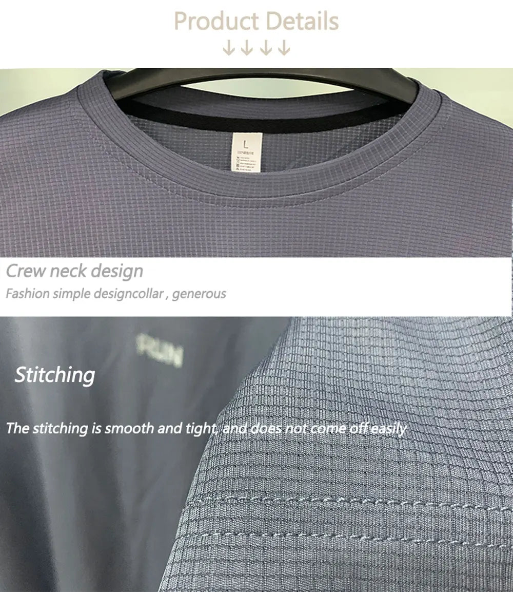Summer Ice Silk Long Sleeve T-Shirt Men 2023 New Quick Dry Breathable Air Conditioning Outdoor Sun Protection Running Outer Wear