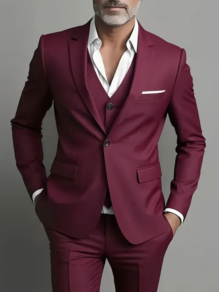 Men's Business Casual Suit for Weddings, Genuine Blazer, Vest and Pants, Big & Tall,Slim Fit Waistcoat, Dress Trousers, US Size