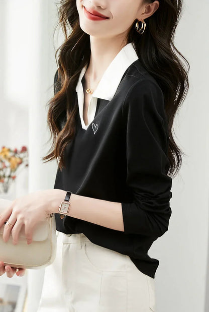 Woman Tshirt 100℅ Cotton With Collar Polo Neck T Shirt for Women New Youthful Clothes Original Casual Tops Clothing Sales Basic