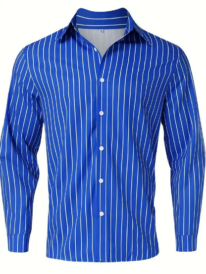 Spring Autumn Men Clothes Long Sleeve Stripe Shirt Men Casual Button Cardigan Shirt Tops Men Slim Fit Microprojectile Shirt Tops