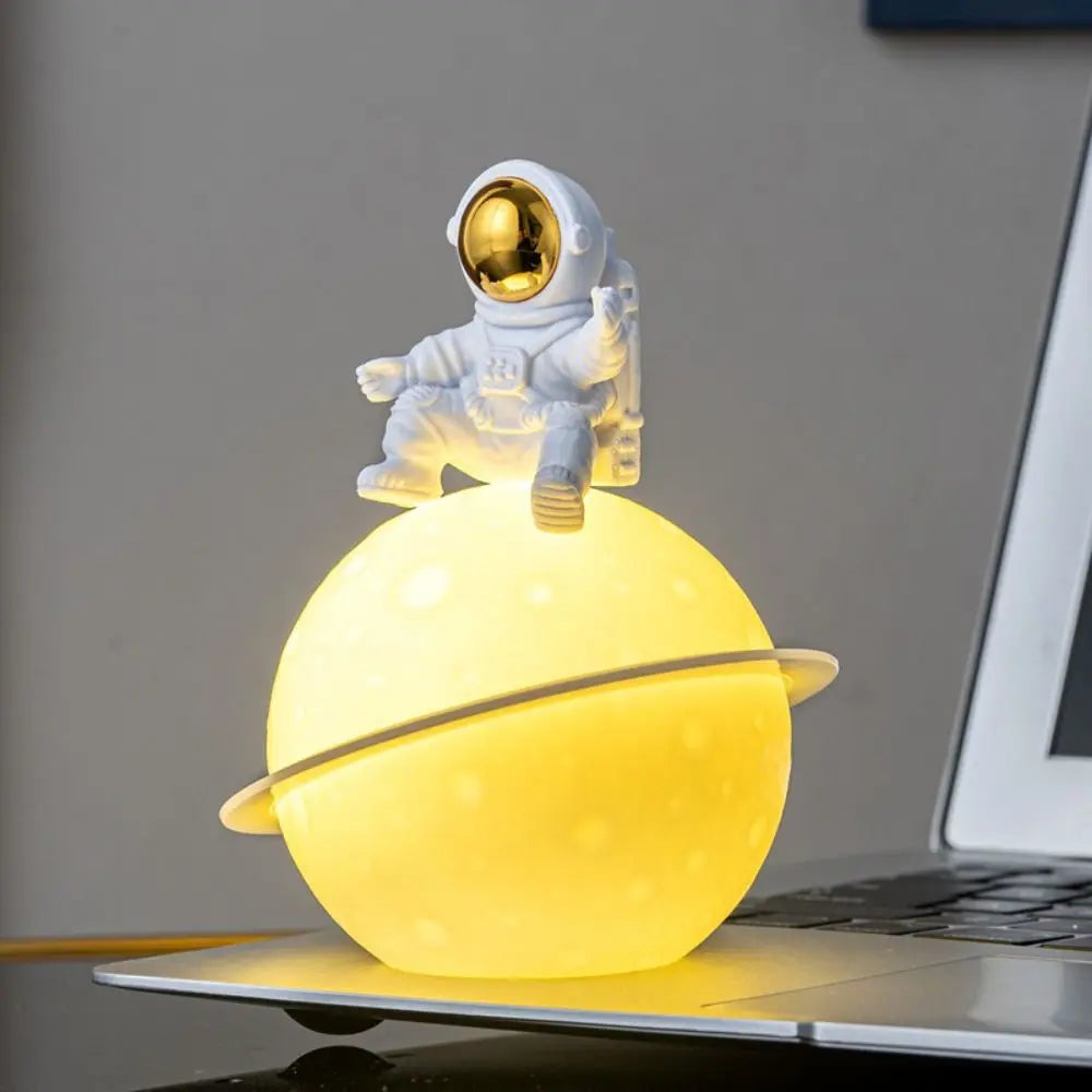Home Decoration Portable Astronaut Moon Night Light Creative Cute Desktop Luminous Planet Lamp Cartoon Bedside Light Christmas