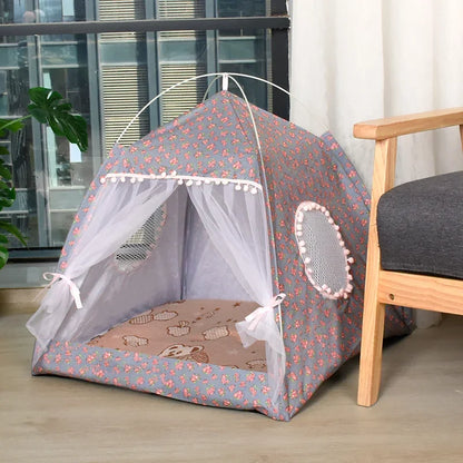 Cat Broken Flower Tent Semi Enclosed Internet Celebrity Tent Nest Universal For All Seasons Pet Supplies Summer Dog And Cat Nest