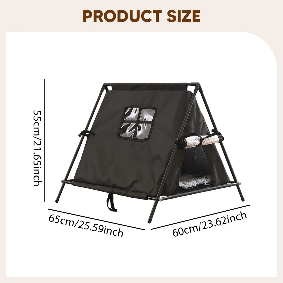Cat Tent House Enclosed Hideaway Door Curtain Pet Sleeping Bed Cat Bed Kitten Tent Cave for Garden Bedroom Outdoor Porch Balcony