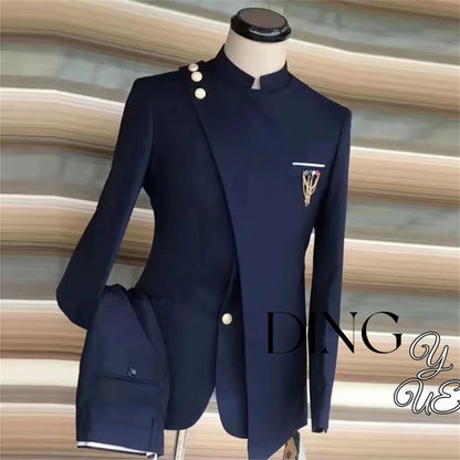 Wedding Suit For Men Set Navy Blue Blazers Formal 2 Pieces Jackets Pants Classic Business Coats Traje Formal Para Hombre