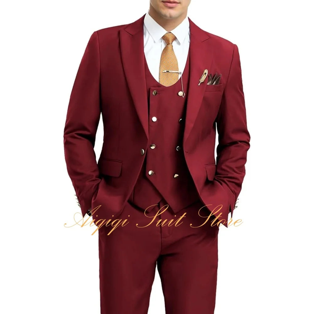 Formal Men's Suits 3 Piece Slim Fit Blazer Vest Pants Groom Tuxedo Suit Wedding Prom Homecoming Men Suits