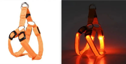Adjustable LED Dog Harness No Pull Small Medium Glowing Nylon Breast-Band Night Safety Arnes Perro Dropship Pets Dog Accessories