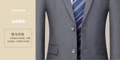 Suit (Blazer+Pants) Men's Fashion Business Outdoor Gentleman Trend Solid Color Casual Slim-fit Wedding Host Gentleman Suit S-6XL