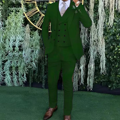 Men's slim-fit three-piece suit，Three-piece set of vest, blazer and trousers，Ideal for weddings, business and formal occasions