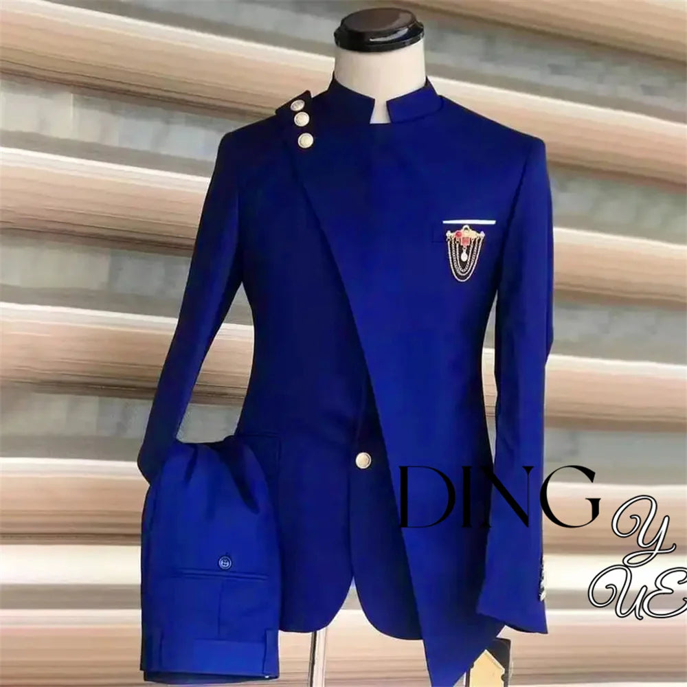Wedding Suit For Men Set Navy Blue Blazers Formal 2 Pieces Jackets Pants Classic Business Coats Traje Formal Para Hombre