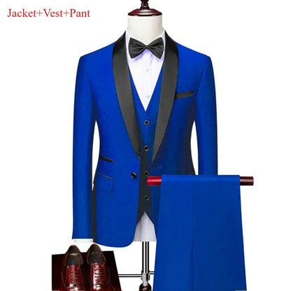 New Men's 2/3 Pieces Suit Formal Business Notch Lapel Slim Fit Tuxedos Best Man Blazer For Wedding Dress