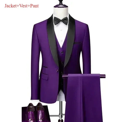 New Men's 2/3 Pieces Suit Formal Business Notch Lapel Slim Fit Tuxedos Best Man Blazer For Wedding Dress