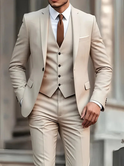 Elegant Men's Suit Sets- Slim Fit Tuxedo Set for Weddings & Formal Occasions, Black Suit