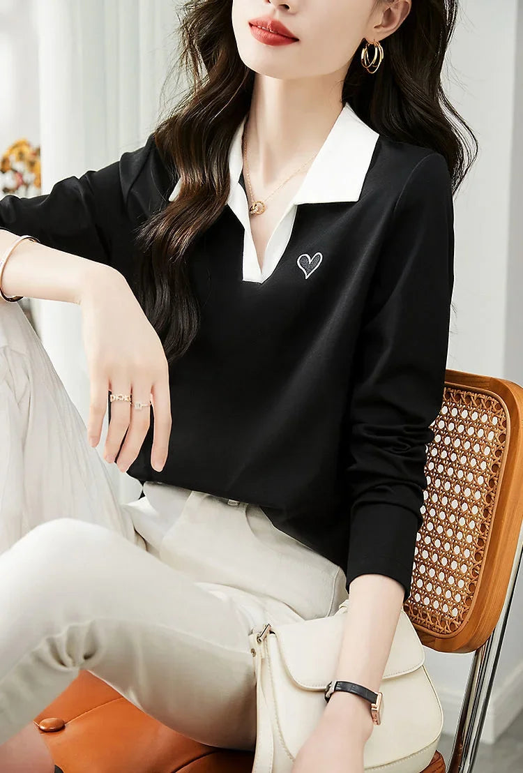 Woman Tshirt 100℅ Cotton With Collar Polo Neck T Shirt for Women New Youthful Clothes Original Casual Tops Clothing Sales Basic
