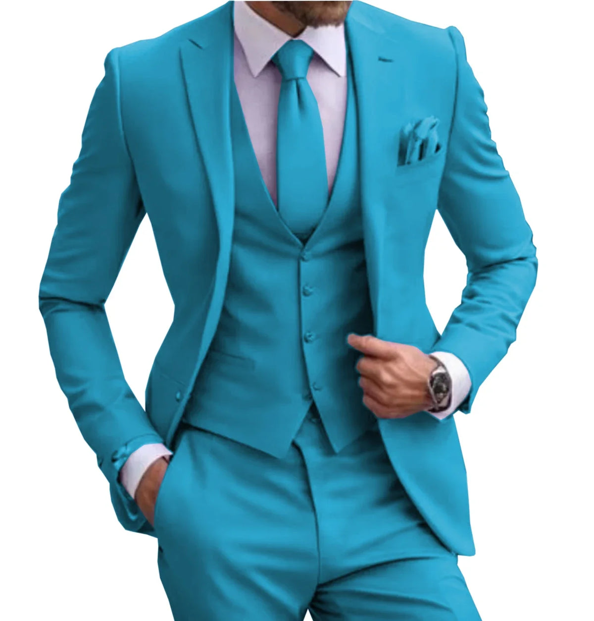 Suits for Men Lilac Stylish 3 Piece Classic Tuxedos Blazer Vest Pants Formal Elegant Male Wedding Groomsman Bespoke