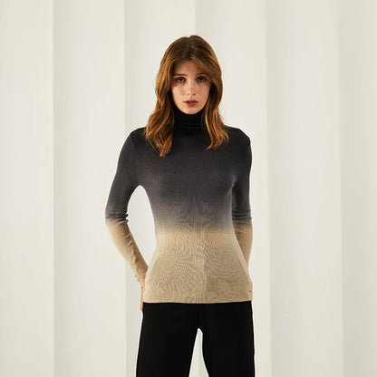 Casual Wool Turtleneck Sweater Women Pullover Vintage Winter Warm Long Sleeve Sweaters & Jumpers Gradient Sweater For Women 2023