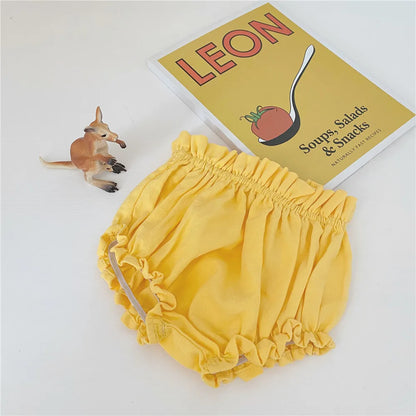 Baby Girls Bloomer Toddler Cotton Linen Shorts Frill Diaper Cover 0-2 Years