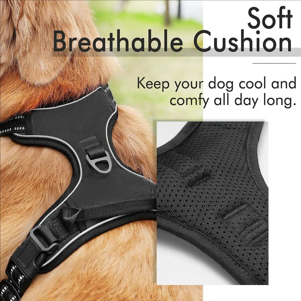 Dog Harness No-Pull Service Vest with Reflective Adjustable Soft Padded Comfortable for Outdoor Easy Walking No Choke for Pets