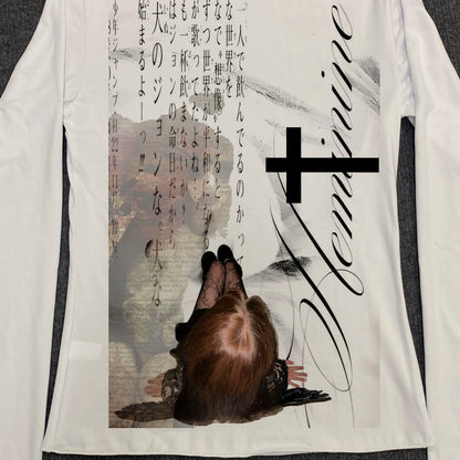 Women's T-shirts Woman Clothes for Women Trashy Y2k 2000s Tops Goth Anime Girl Long Sleeve Baby Tees Y2k Kitty Spring Woman