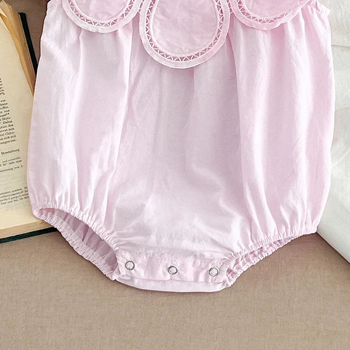Summer 0-24M Baby Girl Clothing Petal Collar Newborn Baby Girl Romper Sleeveless Cotton Splicing Toddler Baby Girls Jumpsuit