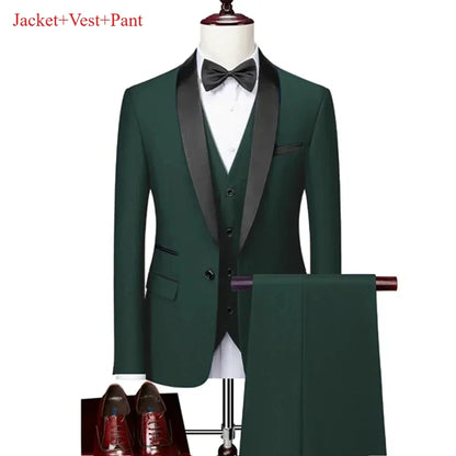New Men's 2/3 Pieces Suit Formal Business Notch Lapel Slim Fit Tuxedos Best Man Blazer For Wedding Dress