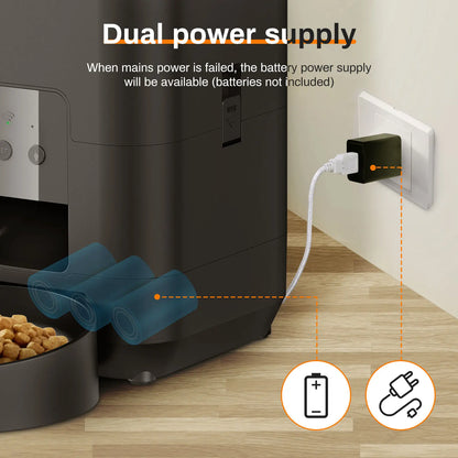 Pet feeding machine, APP controlled automatic cat feeder, cat dry food dispenser, suitable for small and medium-sized pet feeder