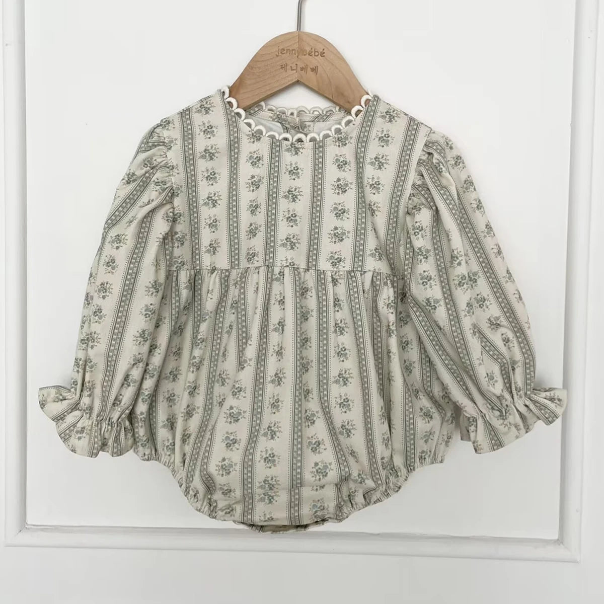 Vintage Newborn Infant Baby Girls Romper Spring Floral Stripe Baby Rompers Infant Bodysuit Toddler Onepiece Linen Baby Clothes