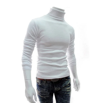 Spring Autumn Thin Men Pullovers Sweaters Turtleneck Knitted Sweater for Men Warm Clothing Male Sweaters Full Black White Tops