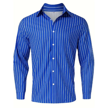 Spring Autumn Men Clothes Long Sleeve Stripe Shirt Men Casual Button Cardigan Shirt Tops Men Slim Fit Microprojectile Shirt Tops