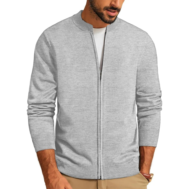 Animal Game Men's Zipper Cardigan Casual Sweater Woolen Sweaters Stand Knitwear Jumper Warm Cold Blouse Zipper Long Sweatcoats