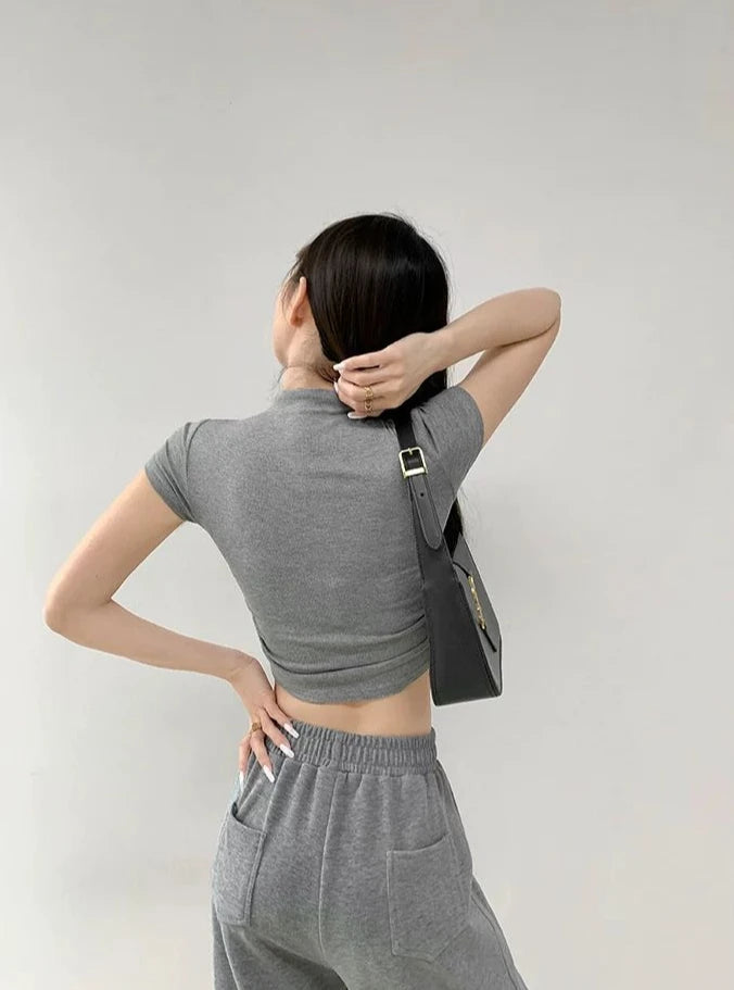 T Shirt For Women Crop Slim Turtleneck Solid Color Tops Woman Y2k Fashion Korea Polyester Cheap Clothes Youthful Goth Korean Tee