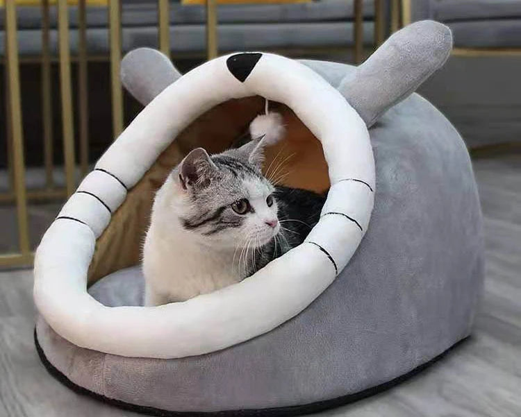 Pet Tent Cat Nest Cute Comfortable Warm Cat House Cave Mat Pet Bed Foldable Detachable Washable Dog House Cat Tent Pet Supplies