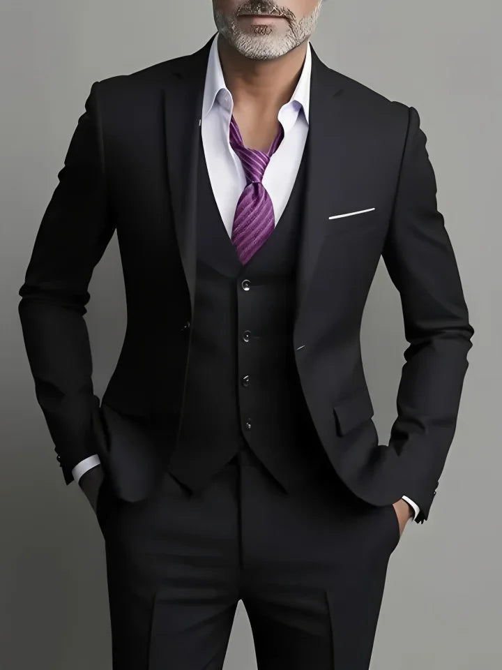 Men's Business Casual Suit for Weddings, Genuine Blazer, Vest and Pants, Big & Tall,Slim Fit Waistcoat, Dress Trousers, US Size