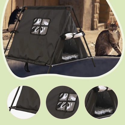 Cat Tent House Enclosed Hideaway Door Curtain Pet Sleeping Bed Cat Bed Kitten Tent Cave for Garden Bedroom Outdoor Porch Balcony
