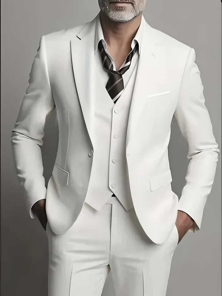 Men's Business Casual Suit for Weddings, Genuine Blazer, Vest and Pants, Big & Tall,Slim Fit Waistcoat, Dress Trousers, US Size