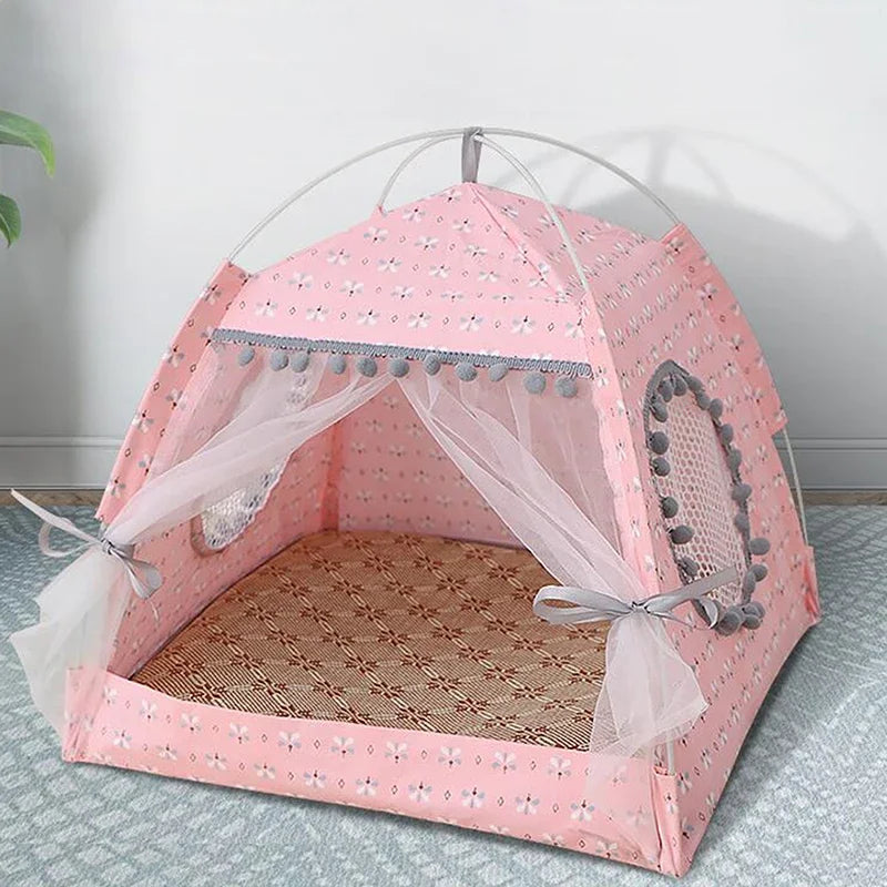 Cat Tent Cute Princess Cat Bed Cat Torn Flower Tent Foldable Cat Tent Four Season Universal Pet Supplies Pet Mosquito Net Winter