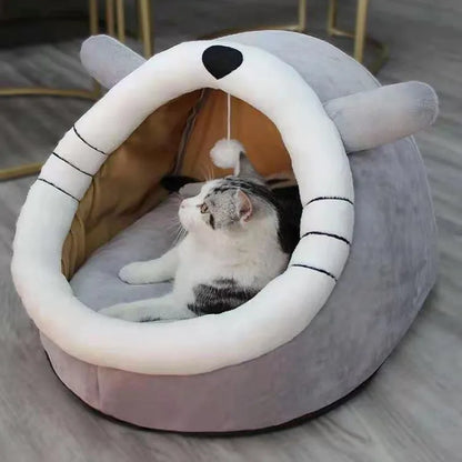Pet Tent Cat Nest Cute Comfortable Warm Cat House Cave Mat Pet Bed Foldable Detachable Washable Dog House Cat Tent Pet Supplies