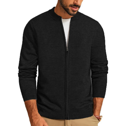 Animal Game Men's Zipper Cardigan Casual Sweater Woolen Sweaters Stand Knitwear Jumper Warm Cold Blouse Zipper Long Sweatcoats