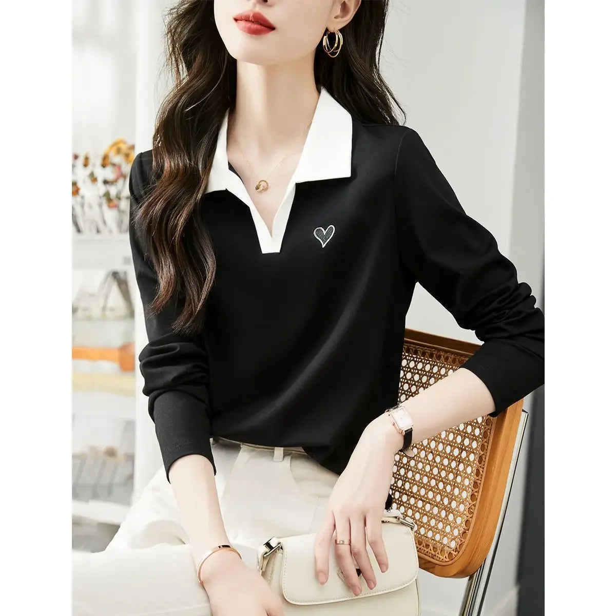 Woman Tshirt 100℅ Cotton With Collar Polo Neck T Shirt for Women New Youthful Clothes Original Casual Tops Clothing Sales Basic