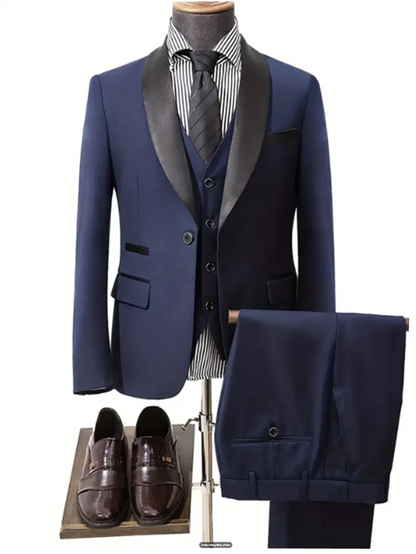 New Men's 2/3 Pieces Suit Formal Business Notch Lapel Slim Fit Tuxedos Best Man Blazer For Wedding Dress