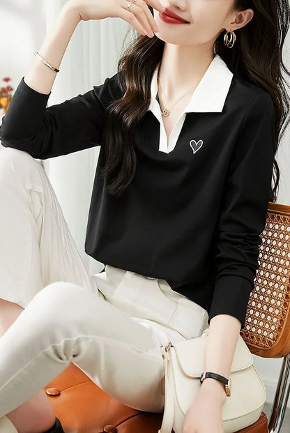 Woman Tshirt 100℅ Cotton With Collar Polo Neck T Shirt for Women New Youthful Clothes Original Casual Tops Clothing Sales Basic