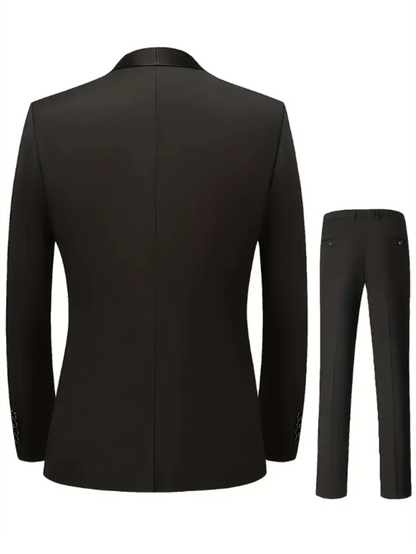 Elegant Men's Suit Sets- Slim Fit Tuxedo Set for Weddings & Formal Occasions, Black Suit