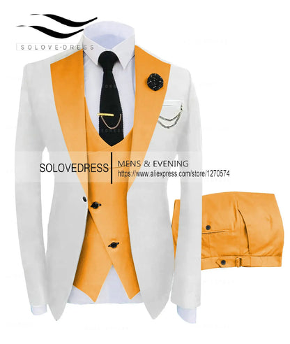 ( Jacket + Vest + Pants )Suits for Mens 2024 Casual Business Suit High-end Social Formal Suit 3 Pcs Set Groom Wedding Men